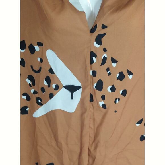 Hutch Women's Leopard Printed V-Neck Short Sleeve Blouse Tops Brown Size XL - Picture 3 of 7